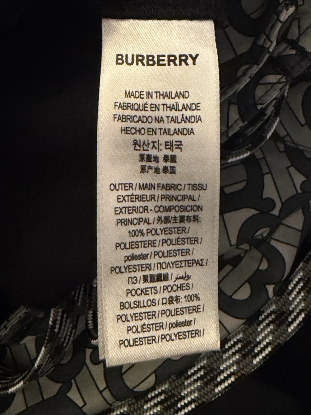 Men's BurberryPatterned Swim/Beach Shorts - Black & Gray